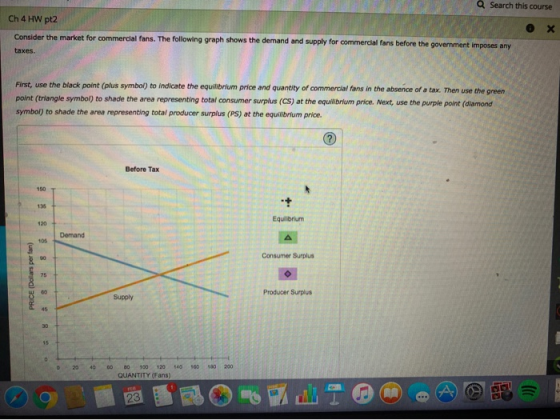 Search this Ch 4 HW pt2 Consider the market for commercial fans. The following graph shows the demand and supply for commerci