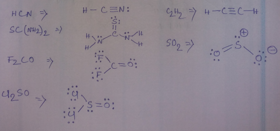 HCN 7 H-CEN: H2 => H-CECH SC (NH2)2 a) Ha CNH SO2) : F2CO => 4250S=