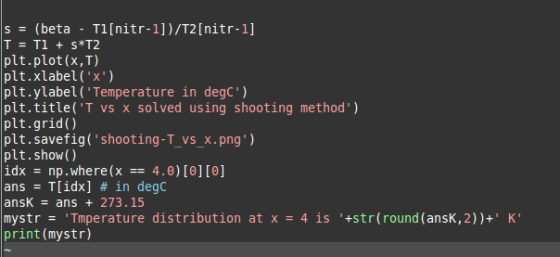 S = (beta - Ti[nitr-1])/T2[nitr-1] T = 11 + 5*T2 plt.plot(x,T) plt.xlabel(x) plt.ylabel(Temperature in degc) plt.title(T