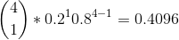 (1) + 0.20.84–1 = 0.4096