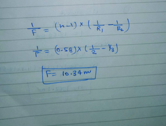 f &= (h. l) x ( k to = 0.585x t = -Y) F= 10.34 m