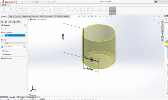 35 SOLIDWORKS Sketch 1 of Part6 * > Search Command Instant3D Swept Boss/Base Extruded Revolved Lofted Boss/Base Boss/Base Bos