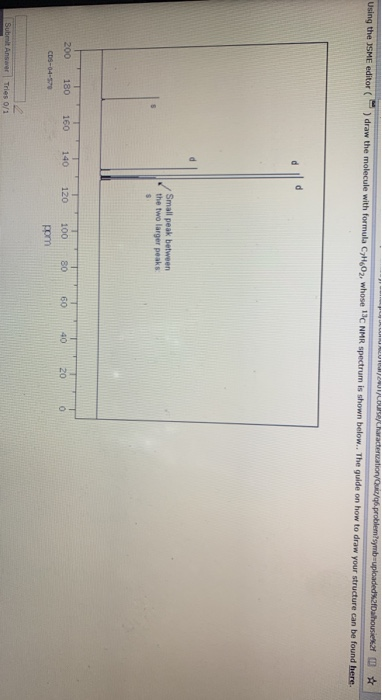 Using the JSME editor( T ONI Characterization /96 problem symb=uploaded2fDalhousie2fm * ) draw the molecule with formula C H5