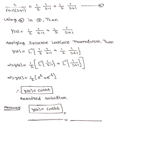 5 + s (5-1)(3+1) using in Then Y(s) = Ž ša tž si Applying Inverse Laplace Transfoom. Then y(t) = [l È + Ž 4 ) Syd)= {[c15]+[