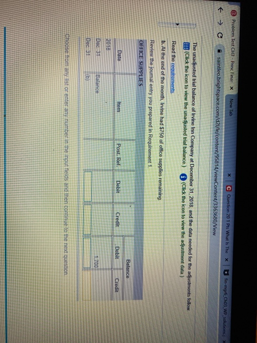 Problem Test CH3 - Princ Finar X New Tab x C Question 20 1 Pts What Is The x e saintleo.brightspace.com/d21/le/content/95814/