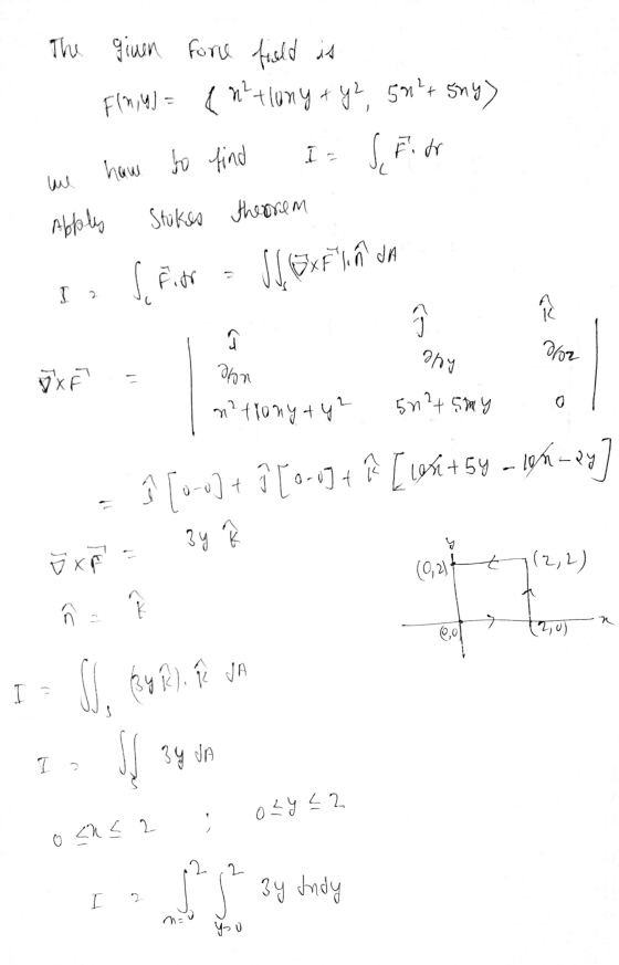 The given force fisht is Flag tony + y2 50²r sny) Is Spior ( ni have to find Apply Stukes the orom I 2 & Fitr - 1 x Elin JA ə