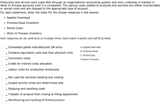 Production and service work costs flow through an organizations accounting system and work underway is tracked in Work In Pr