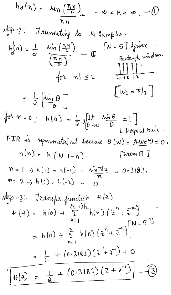 ha(n)= sin (1) Cochem.-0 in wp-?! Kunrating to N sampler hin) = 4. min () [N = 5] Given Tin Rectangle window, -240 12 for imi