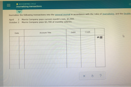 ACCOUNTING CYCLE Journalizing transactions Journalize the following transactions into the general journal in accordance with