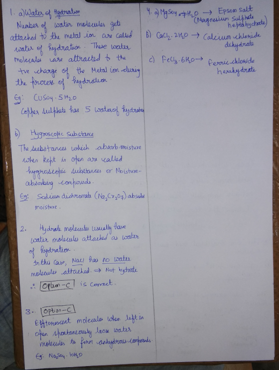 1. alWate o taratuan 0- Epsom Salt a Ma Soy (Nagnuiun Sulphdts hepta hychadte B) Cach. 2,0- Calcum chloride water molaules ge