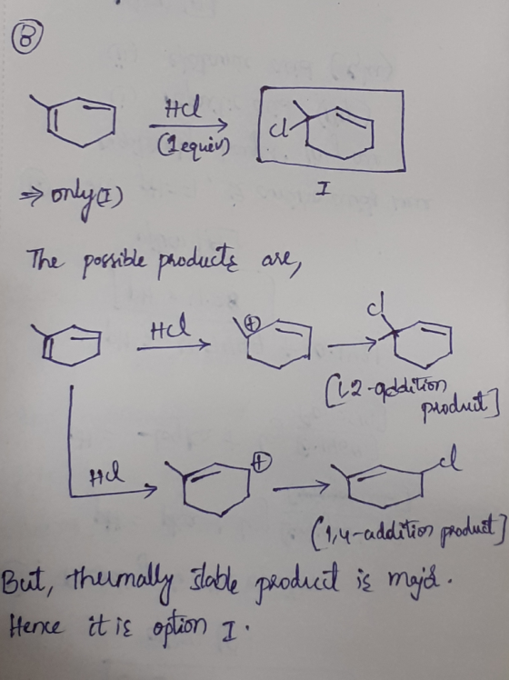 * only) - 1 The possible products are, omel, gato (12-addition product? (94-addition product] But, thermally stable product i
