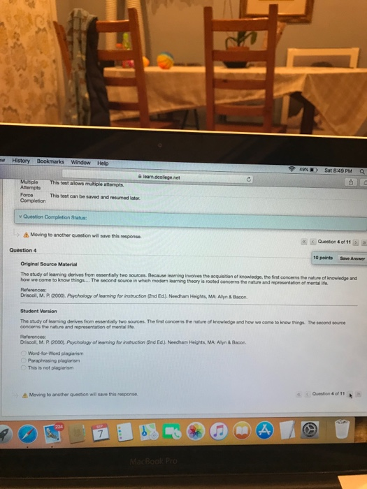 7 w History Bookmarks Window Help 49% D Sat 8:49 PM This too low m ile attempts Mile Atempts Force Completion This test can b