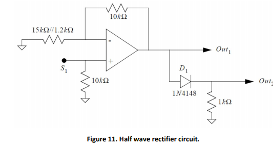 5k1.2k2 Out 10k2 Out IN4148 Figure 11. Half wave rectifier circuit.