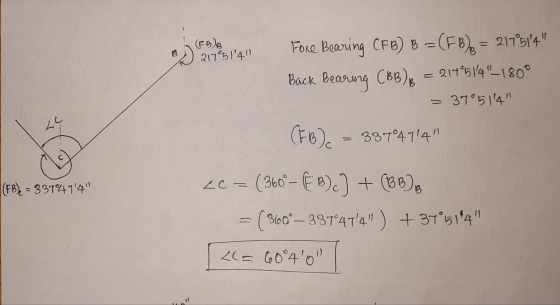 2 (RDS 2175140 Foxe Bearing CFB) B = (F 1)e = 217514 Back Bearing (BB) 217°514-1800 = 37°514 B (FB). 337°474 (FB) = 8