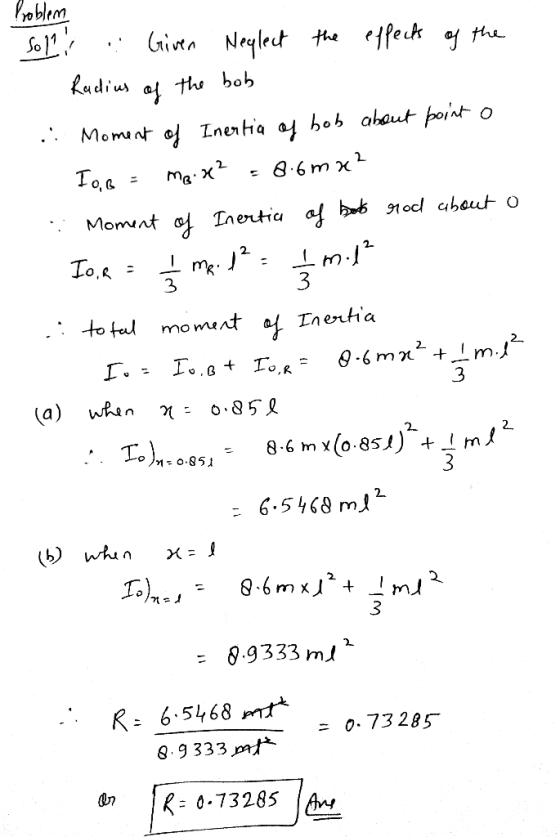 lyoblem Givan Neylet the <1feck y te Ludius the bob Momant oj Inentia aj hob abaut point o To,a = 6 m x Moment Inertia a 1ocl
