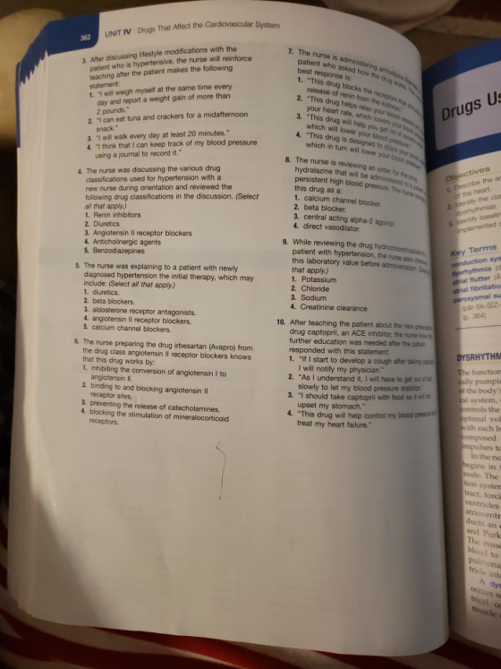 em UNIT Ⅳ Drugs That Affect the Cardiovascular Sys 362 3. After discussing lifestyle modifications with the teaching after th