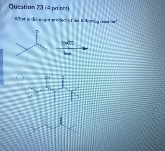 Question 23 (4 points) What is the major product of the following reaction? NaOH heat OH