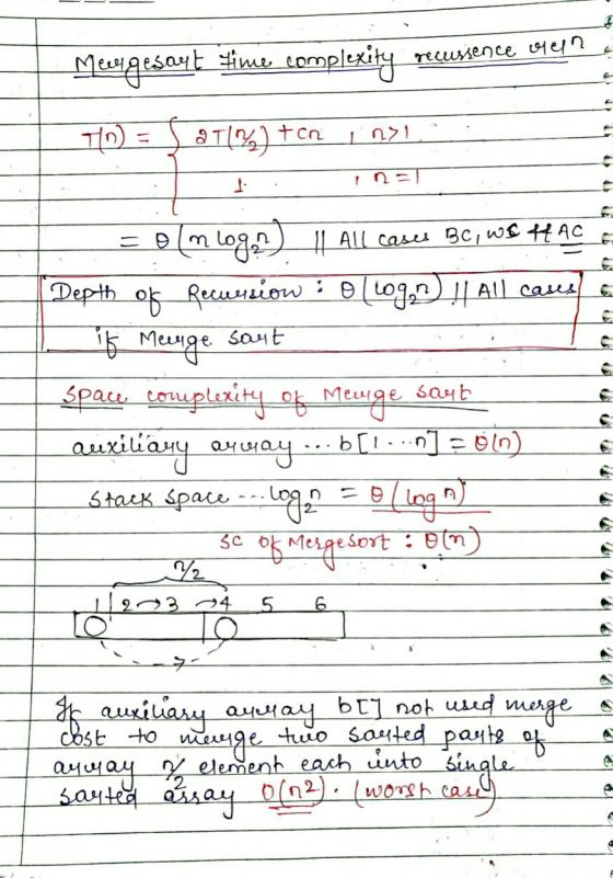 Mengesayt time complexity recussence vern - 8T(%) ton In>1 In=1 =on olm logo? | All cases BC, WE HAC Depth of Recuusiow : 0 (