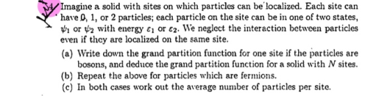 y Imagine a solid with sites on which particles can be localized. Each site can have 0, 1, or 2 particles; each particle on t