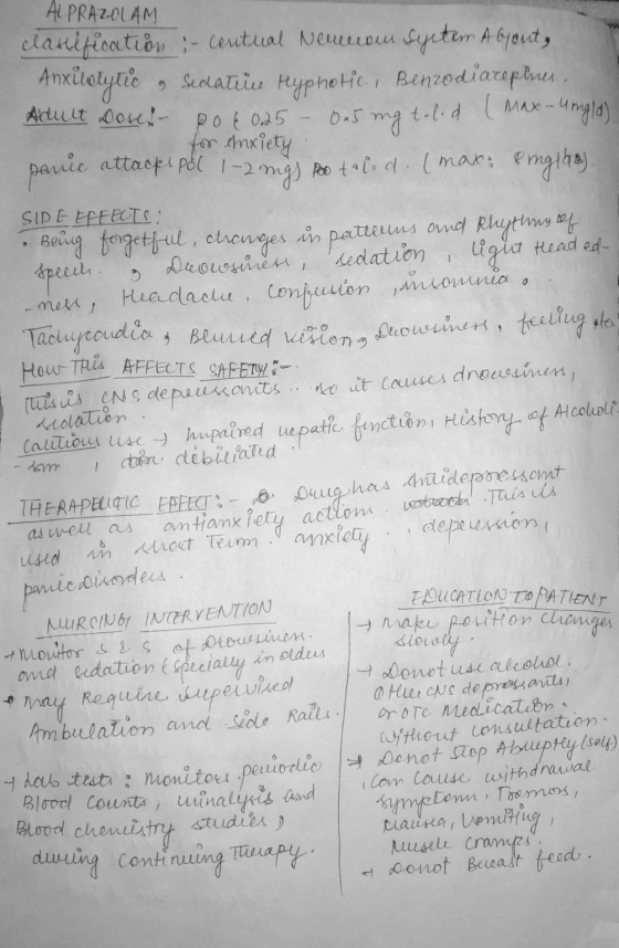 Adult Dose! - 1 THERAPEUTICEAFLET: - Q. Duug has antidepressant ALPRAZOLAM clarification - centual Nemecom Syeter About, Anxi