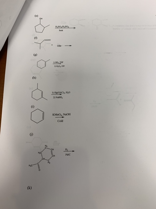 HSO4, No 1) BH, THE 230, OH DIOAC), но 2) NaBH, KMnO, NaOH Cold