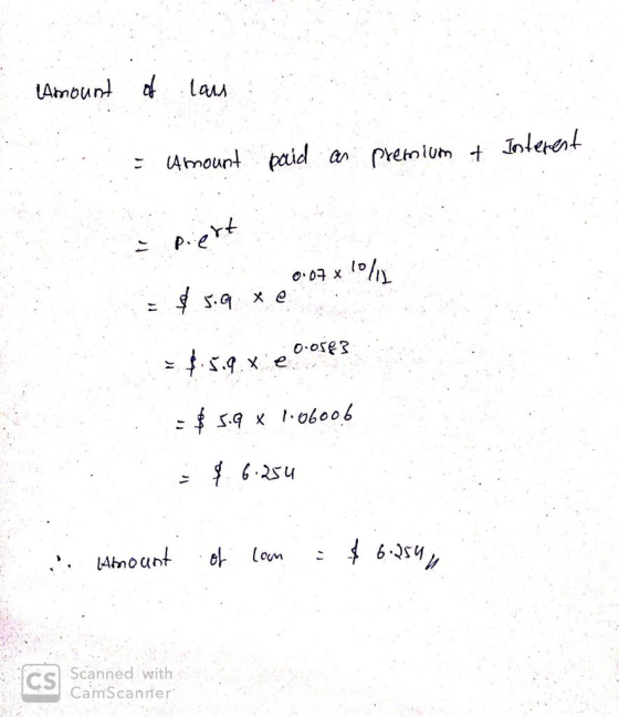 LAmbun laus Amount aid an Prenlum t Inlerent p.ert 5.a x e X e 6.254 4nount CS Scanned with CamScanner