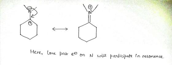 Here, lone pair eo on N will participate in resonance