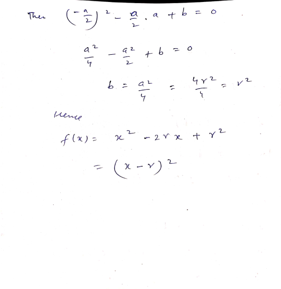 Then (E)-2.a +6=0 - a² + b = 0 472 2 rence 2 flu) = x. narx tra = (x-V)?