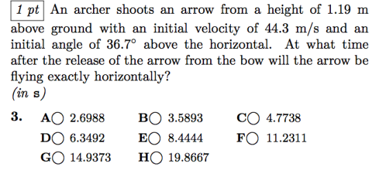 An archer shoots an arrow from a height of 1.19 m