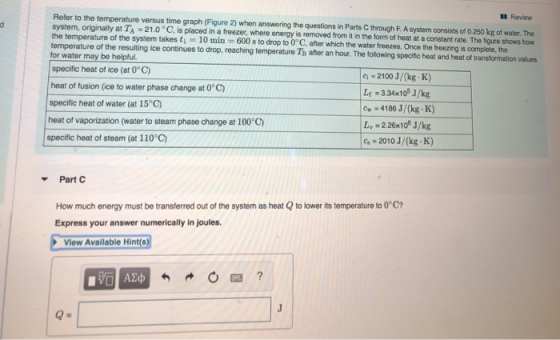 Review Refer to the temperature versus time graph (Figure 2) when answering the questions in Parts C through F. A system cons