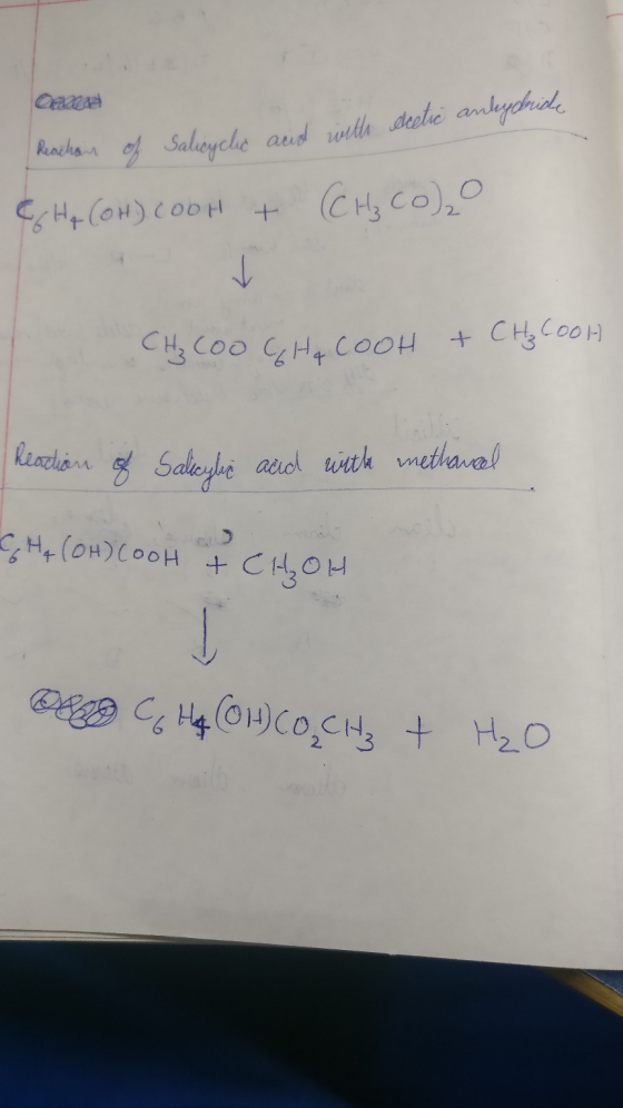 acetic anhydride Reachair of and with salicyclic Сен (он) соон + сн, со), су соо он соон + cң соон Readion of Salicylic acid