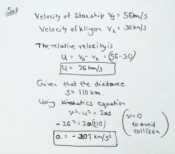 Sap Velocity ơf starship 56m/s The rcla tivc velocity l 26 km/s Cuven that the distonce usig kined.atics clAnh ơ 262a) OnCC avo Collsn