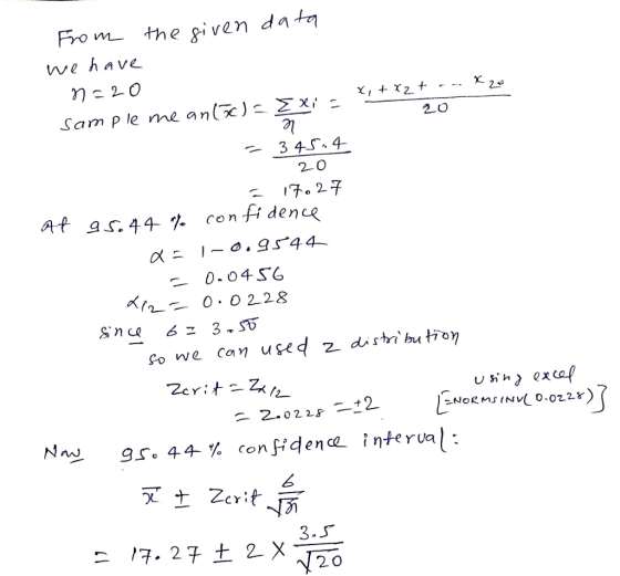 wehave Σχ,-- al Sample me an(-) 20 -345.4 2O At 9.ç. 44 % confidence べん.. 0 , 0 228 fo we can used 2 d. s .. bu t70η +2 N.-9.r. 44-% confidence interual 6 3.s 2 o