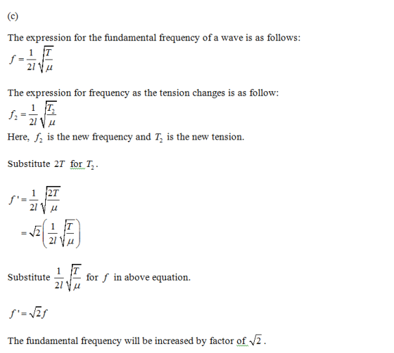 © The expression for the fundamental frequency of a wave is as follows: 1 IT 21 Vu The expression for frequency as the tensio