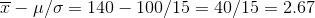 Τ– μσ = 140 – 100/15 = 40/15 = 2.67