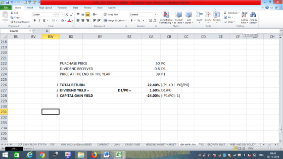 NPV, IRR, PBP,OCFINDEX - Microsoft Excel (Product Activation Failed) View Add-Ins Formulas Data Review - 2x 11 A = = V Genera