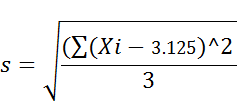 S = (E(Xi – 3.125)^2 3