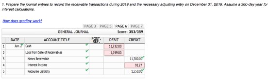 1. Prepare the journal entries to record the receivable transactions during 2019 and the necessary adjusting entry on Decembe