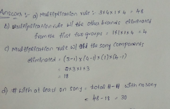 from the fiist two qroupr IlI4 o audtfpafaatfon vule al ttl tha sony Components eliminated - (3-1) x(4-)xC1x d) #Afth at least on sony-total, t cSth nosony 井一