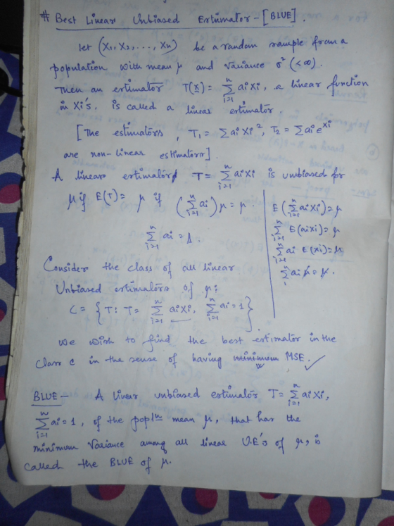 Sair. #Best Lineart Intiased Estimator - [ BLUE] an orod let (x, X2, ..., Xu) be a random sample from a population with means