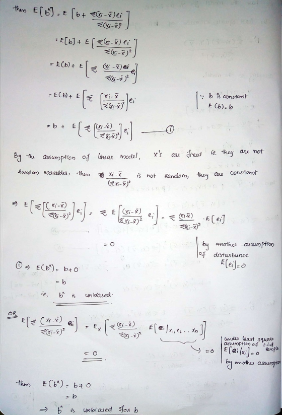 thes (6) - E[b+ F(xi-T)ei 1 {(xi-xy +E[6] + E ( 263-) ei bis constant ( -X of linear model, xs are finced in they are not By