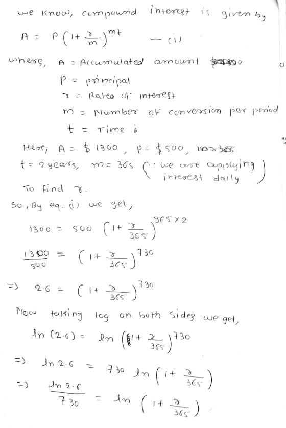 mt we know, compound interest is given by A = P(1) -(1) where, $80 principal A- Accumulated amount P Р = r= Rateo of interest