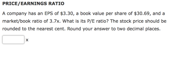 Price Earnings Ratio A Company Has An Eps Of 3 30 A Book Value