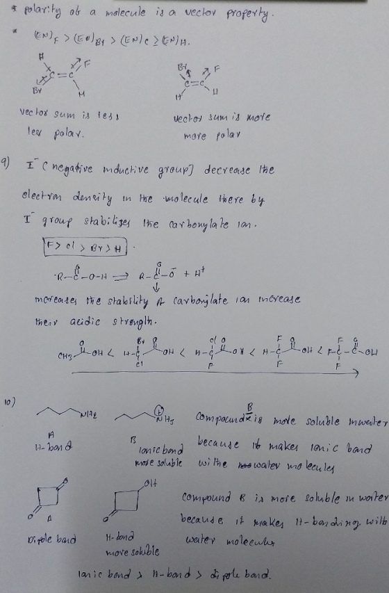 By e pola EC negative nduchive graup] decrease the elect-ym de ily n the io lecule there bi mate folay on CH3 IF 10 because k