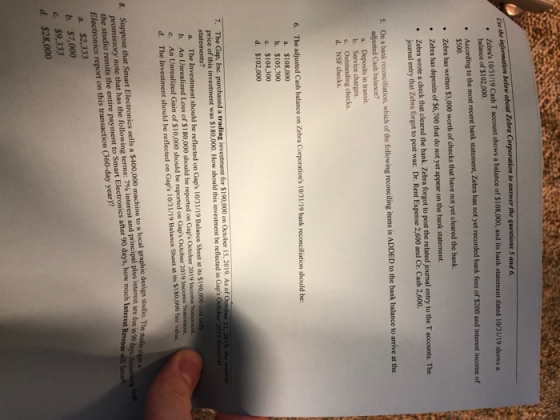 The the information below about cor corporation atswer the questions 5 and 6. Zehras 10/31/19 Cash T account shows a balance