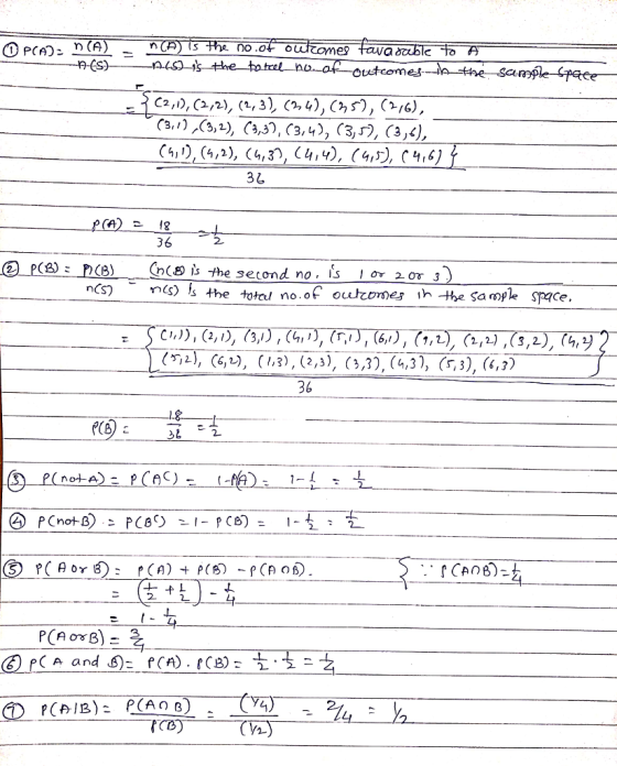 no . 04-0 e9 3L A) 18 36 2 P) (B) Cn(8) is the set ond no. , or ns) n(s) s the total no.of outcome -the sa ople space. , 2), (6,2) 36 2 not-A- AL 4 a n