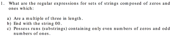 What are the regular expressions for sets of strin