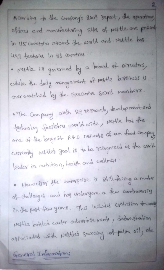 . Nestle governed b a board. naroge Conn panj oth % resea reh)development, ard leader in nutrition, health and aellre Generol IveSrmaton
