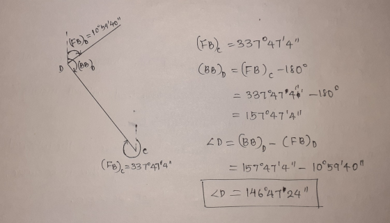 10°3940 1 (F16) = 10°5960 D (BB (FB)e=337°474 (BB)n = (FB), -180° = 337947946 - 180° = 157°474 LD (BB), - (FB) = 157°