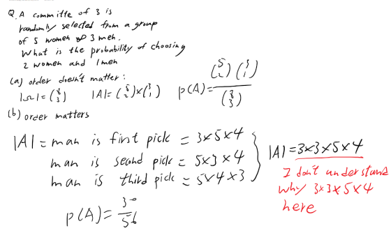 what n the prtobility choosin Lay otder cheht matter 1b, order matters m an is seohd 2 doh under stun